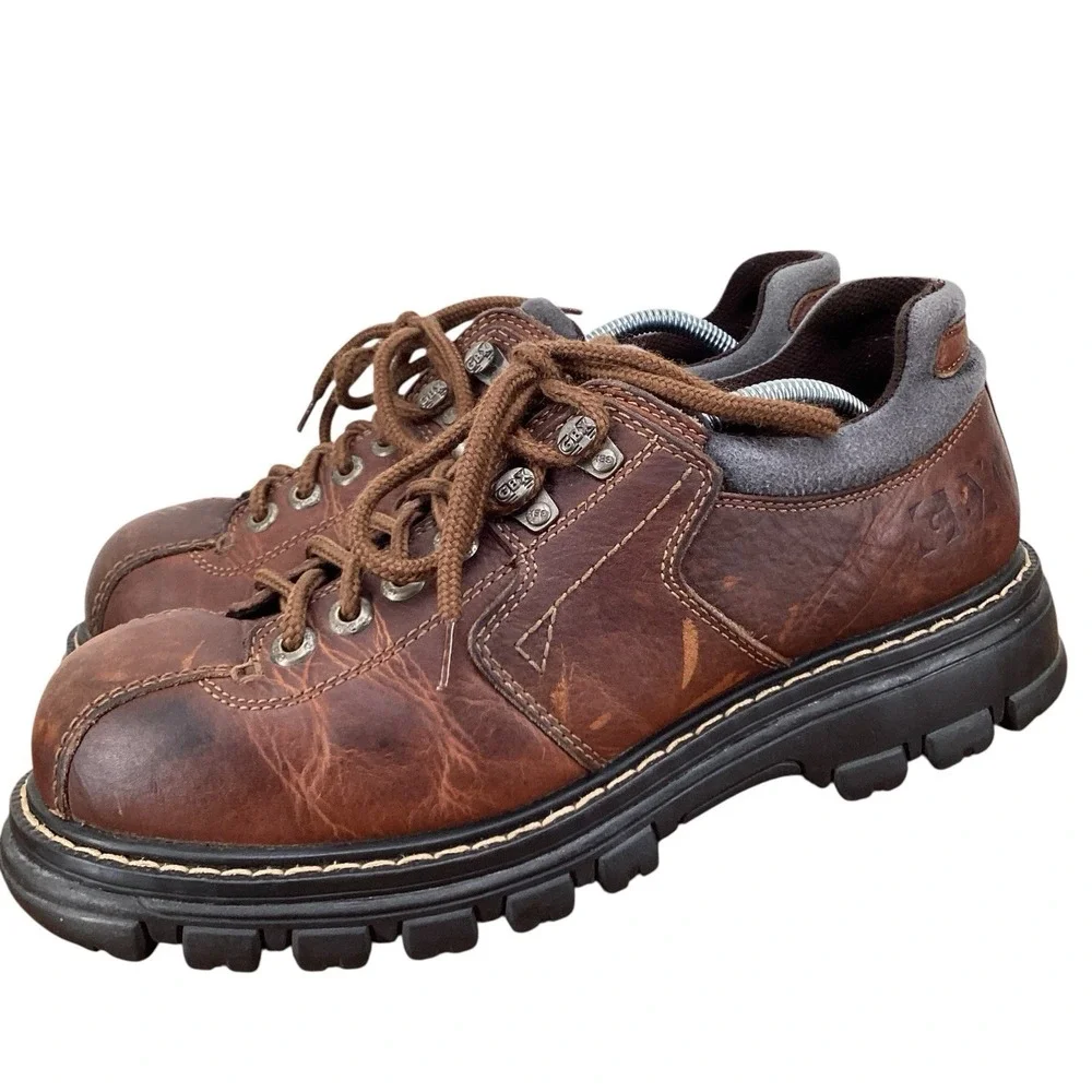 GBX Shoe Boots Punk Brown Leather Chunky Lace Up 041517 Men's Size US 12 M